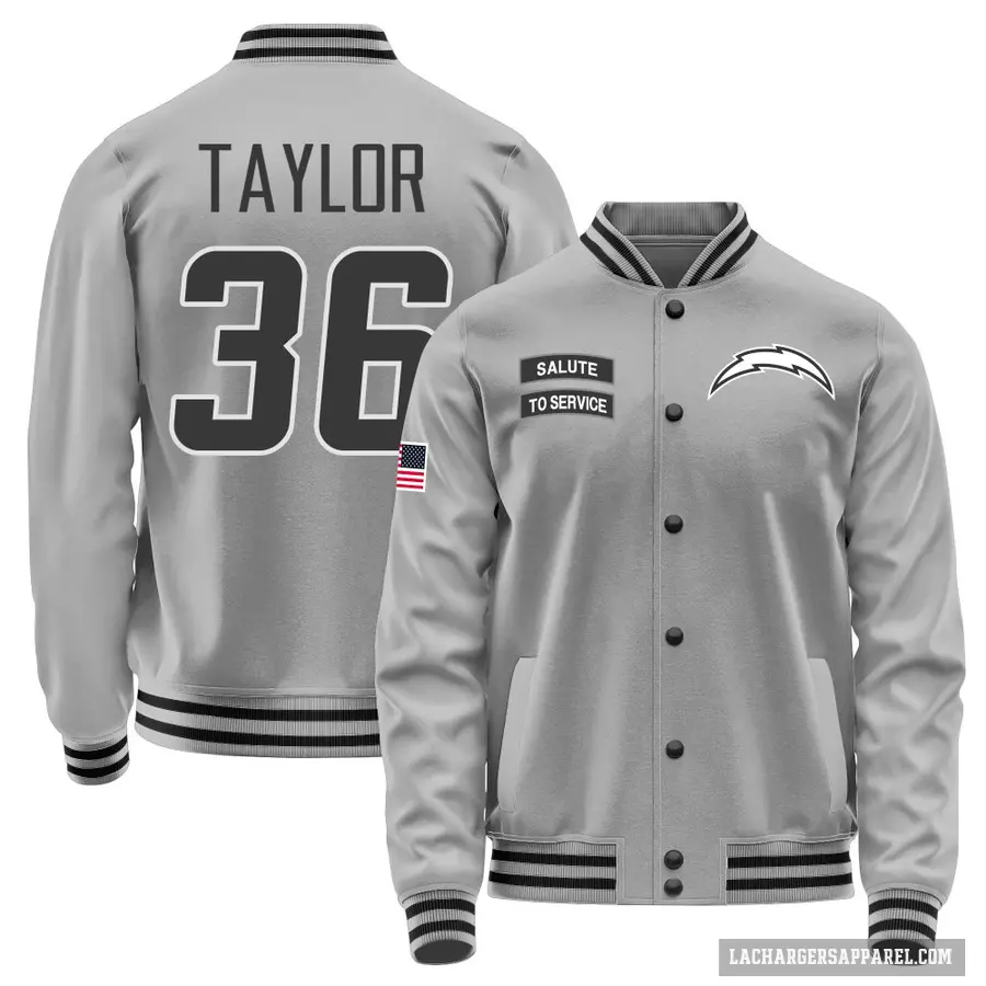 Men's ＃36 Ja'Sir Taylor Los Angeles Chargers Gray Salute to Service Performance Jacket