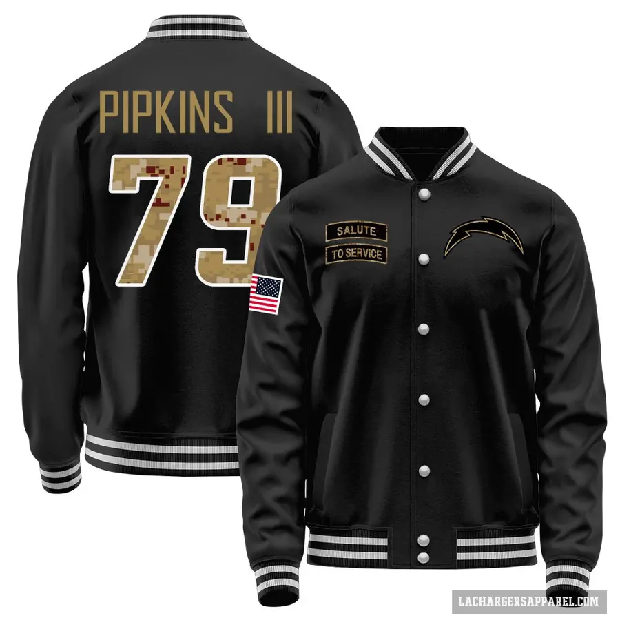 Men's ＃79 Trey Pipkins III Los Angeles Chargers Black Salute to Service Sideline Performance Jacket