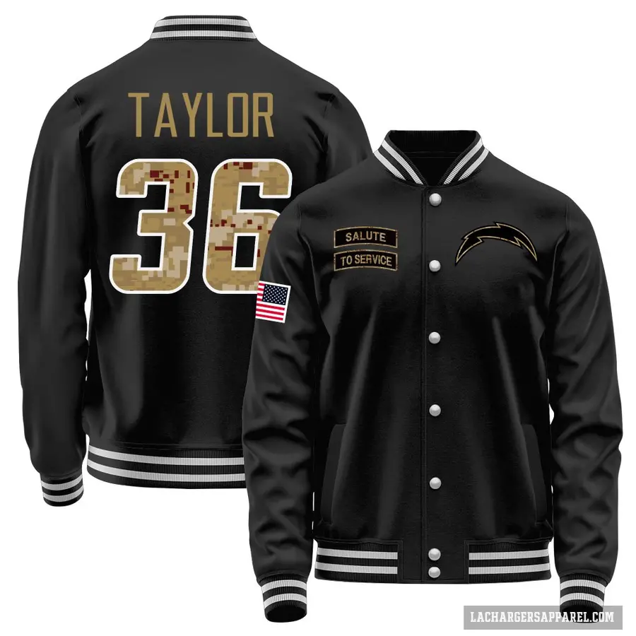 Youth ＃36 Ja'Sir Taylor Los Angeles Chargers Black Salute to Service Sideline Performance Jacket